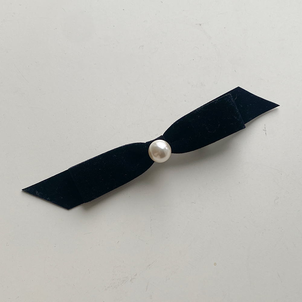 浪漫 珍珠 点缀 翻毛皮 리본핀