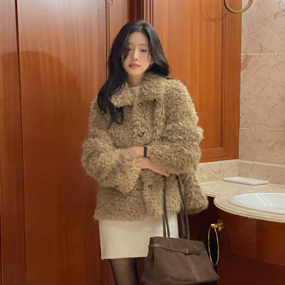 鸭绒100% 翻领 羽绒服 毛皮草 夹克