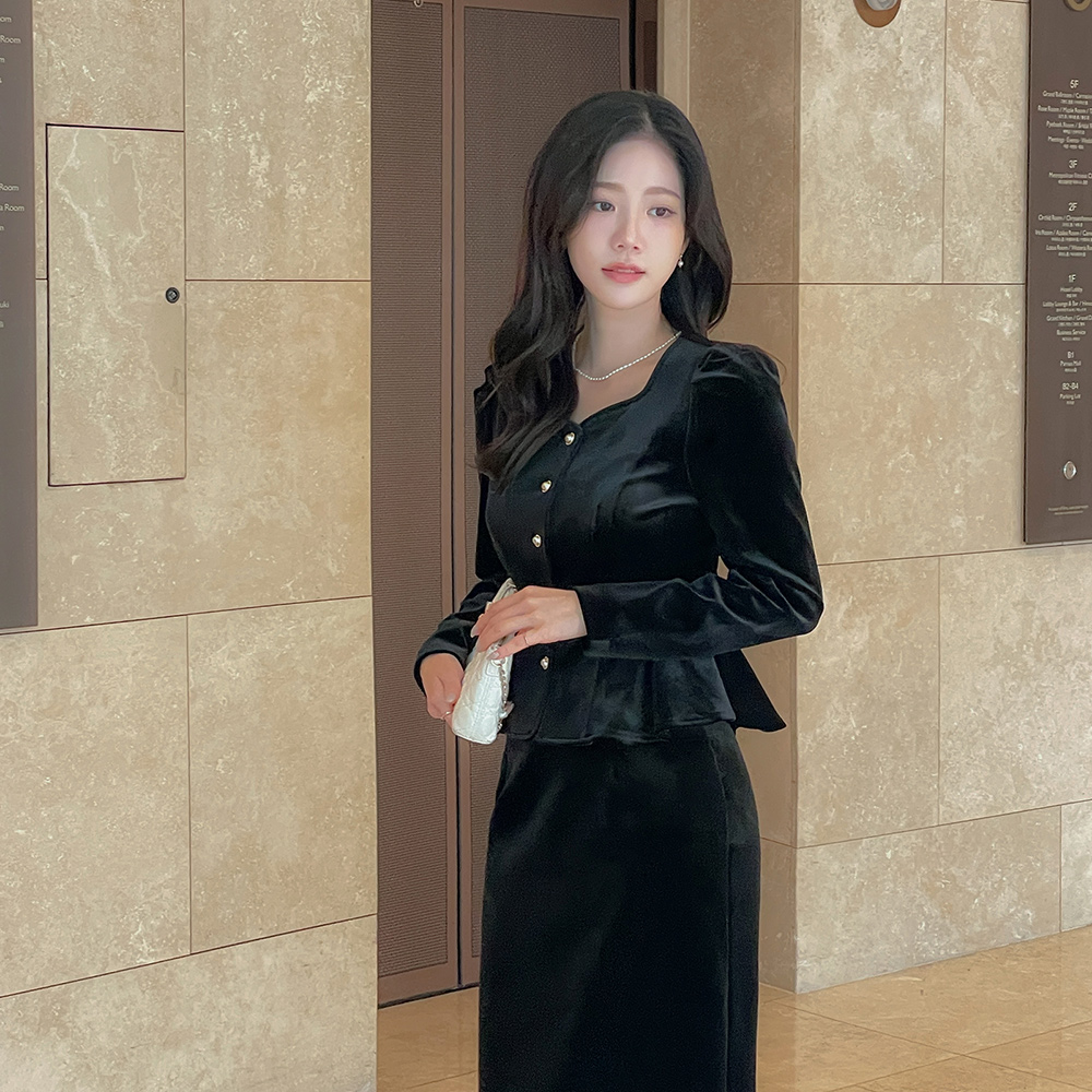 丝绒 荷叶边 泡泡袖 Set-up 罩衫