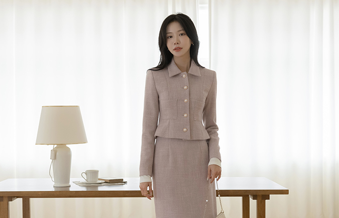 Merry 7分裤 斯利姆 线条 Set-up 夹克(+围巾)