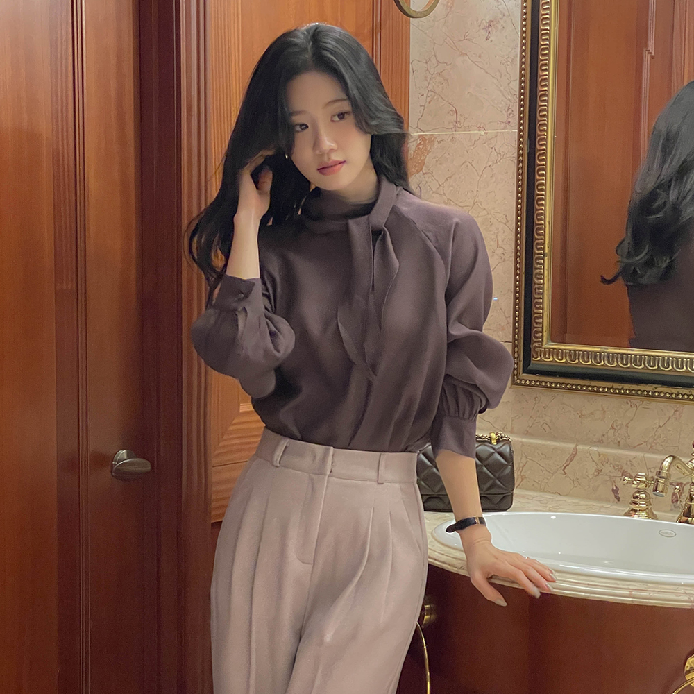 Merry 领带 天丝 长袖 罩衫