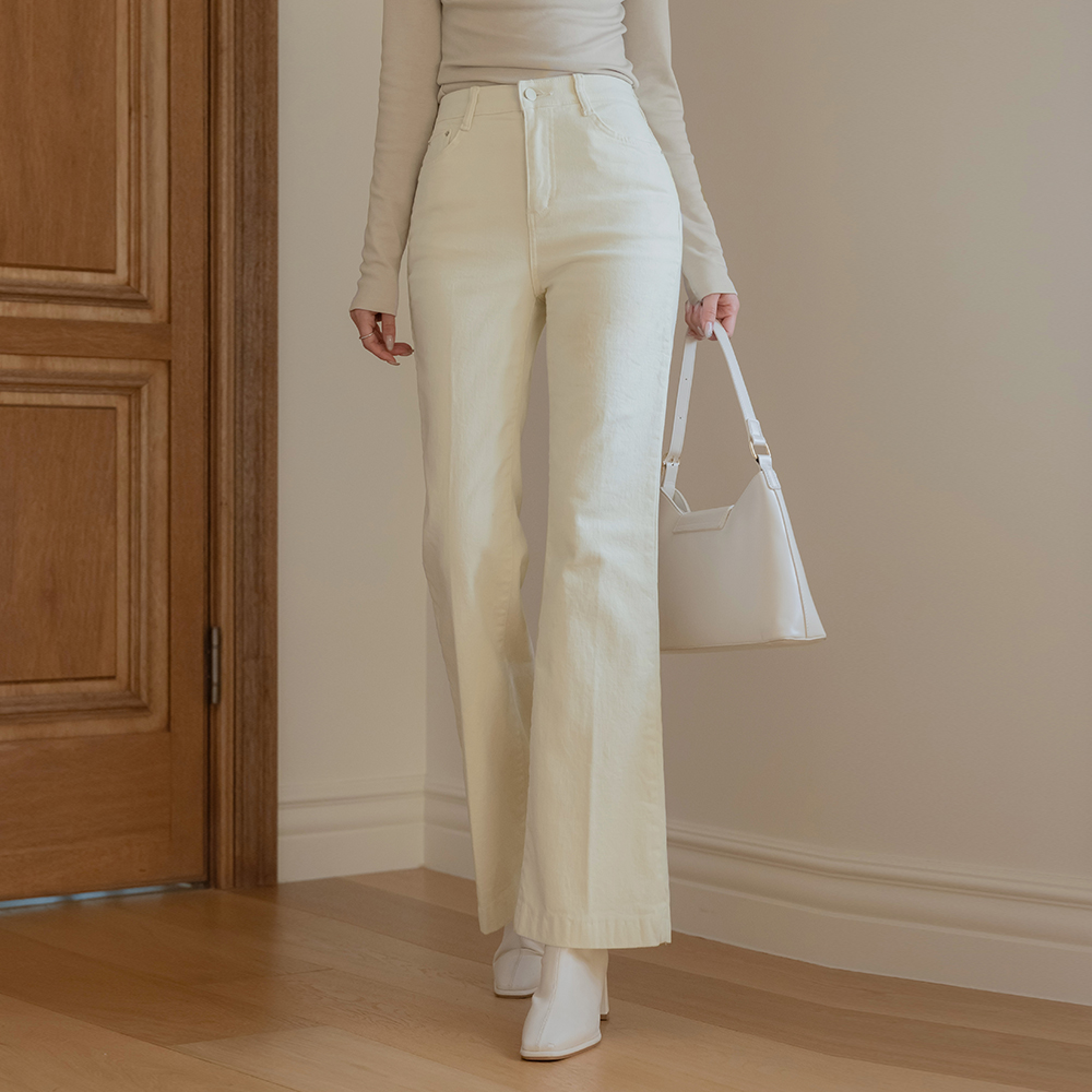 细密 拉绒 棉 喇叭 裤子