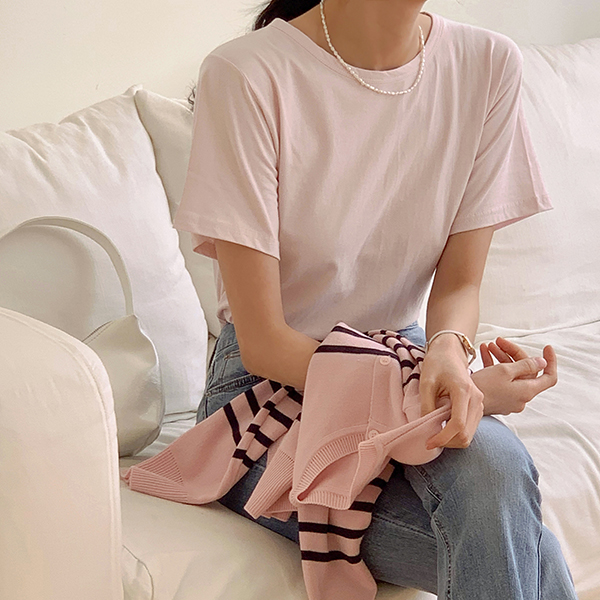 Every Day 랍바 圆领 棉 短袖 T恤衫 (1+1)