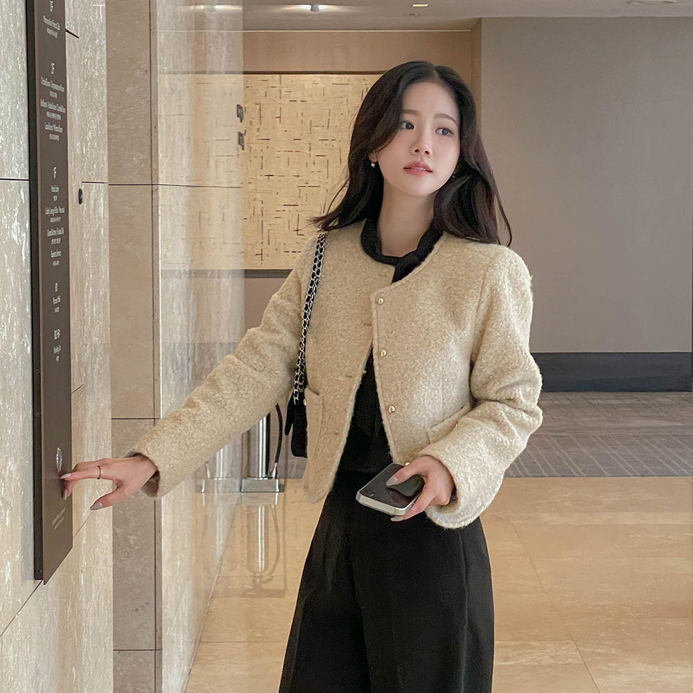 结子花式 粗呢 夹克