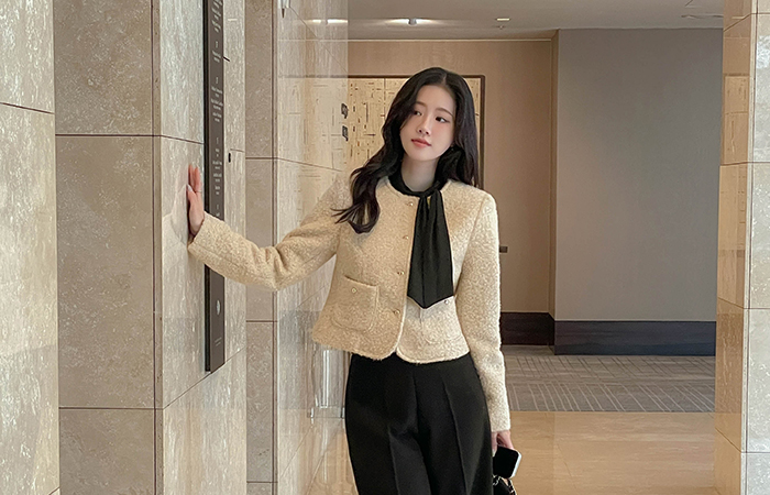 结子花式 粗呢 夹克