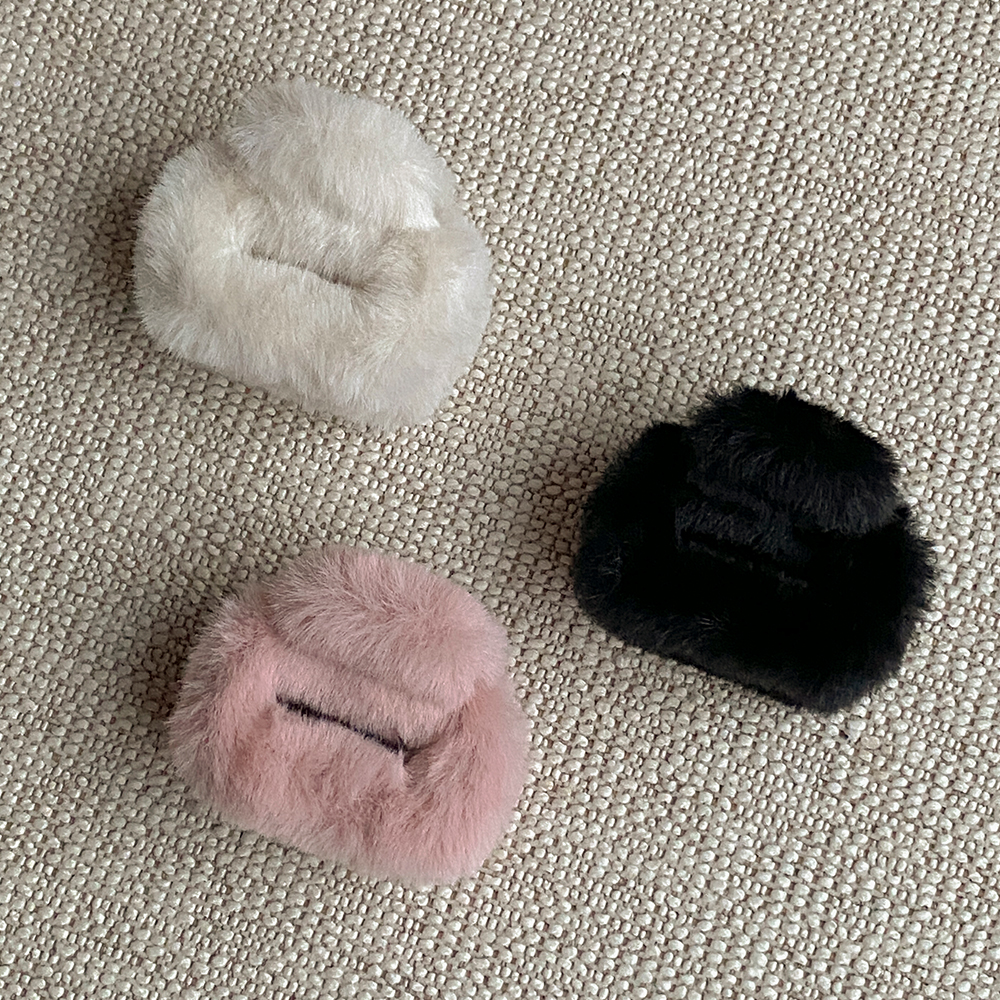 方形 毛皮草 迷你 发夹