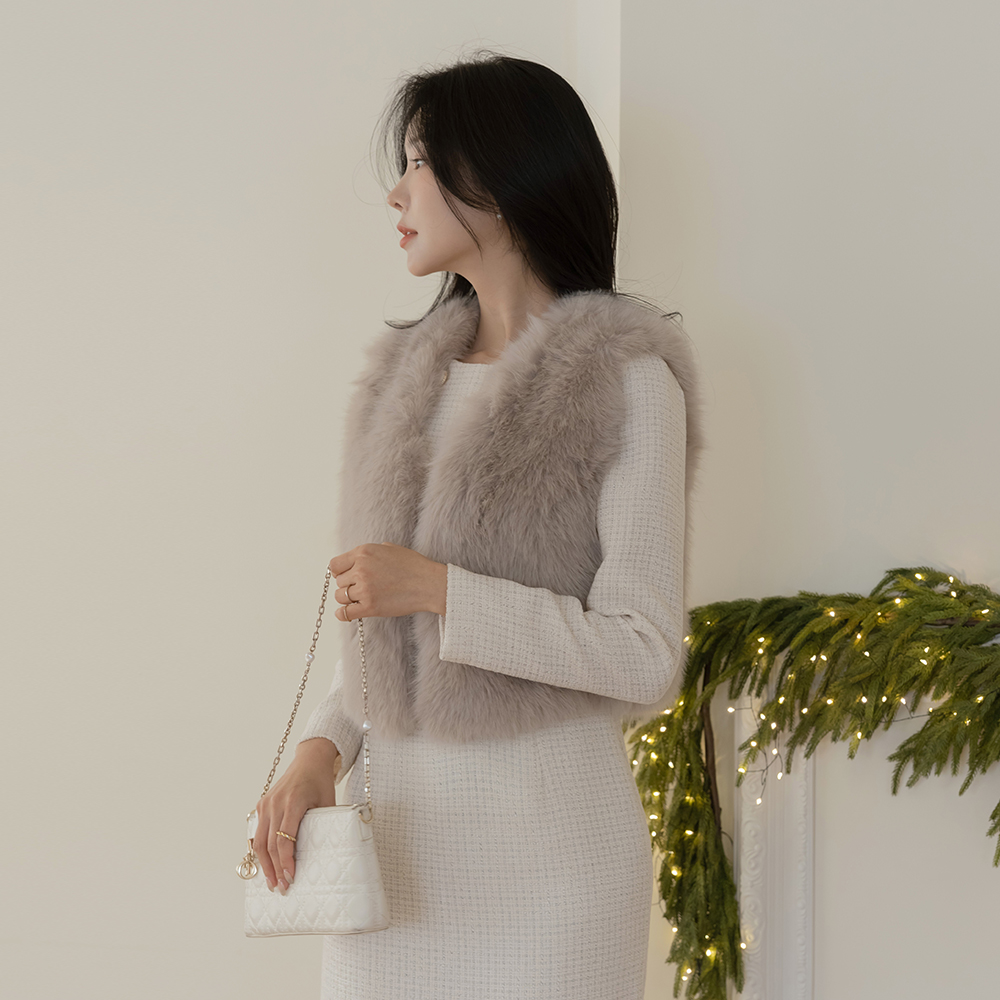 冬季 7分裤 敞开式 毛皮草 马甲