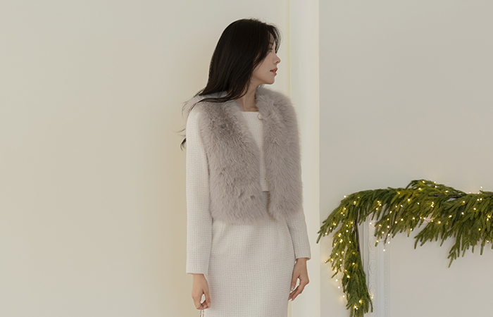 冬季 7分裤 敞开式 毛皮草 马甲