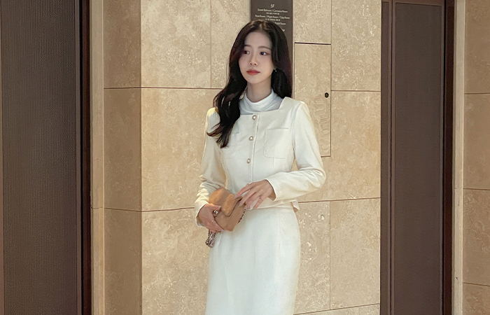 柔丝 方领 荷叶边 7分裤 Set-up 夹克