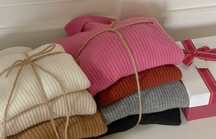 羊毛100% 高龄 Whole Garment 条绒 针织衫