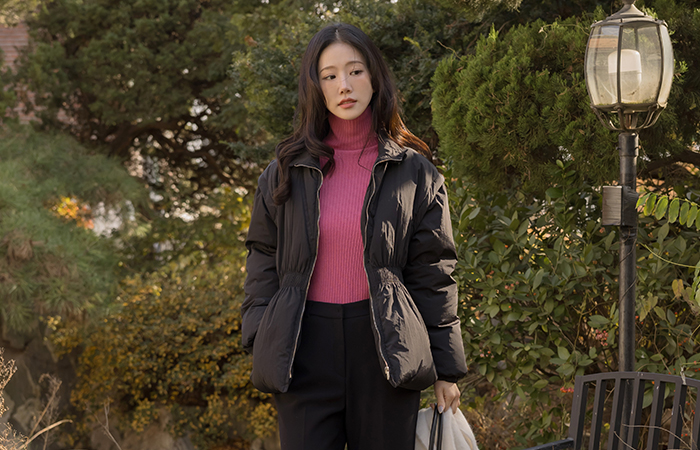 鸭绒100% 袖 탈부착 松紧带 羽绒服