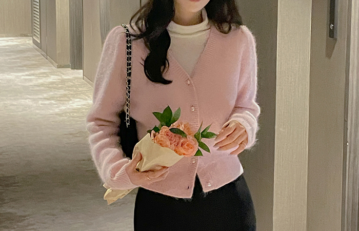 冬季 珍珠 安哥拉 针织衫 开衫