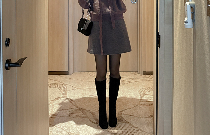 A字型 羊毛 拉绒 ODE 迷你 裙子