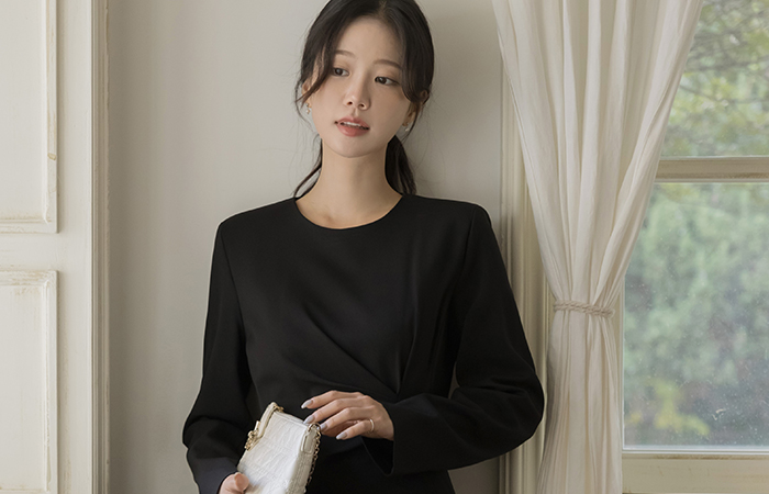 安娜 情调 褶皱 A字型 连衣裙