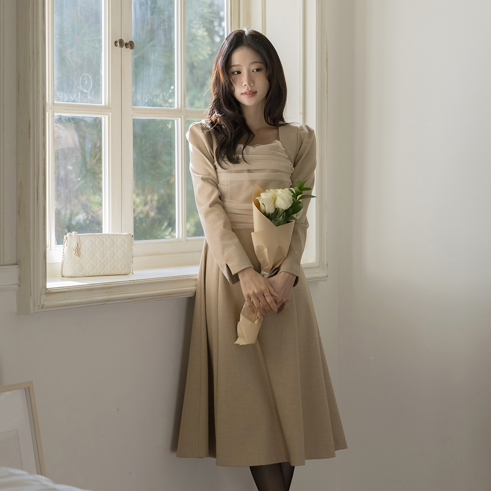 雪纺 配色 短上衣 风格 A字型 连衣裙