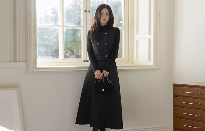 다이앤 绗缝 马甲&裙子 SET