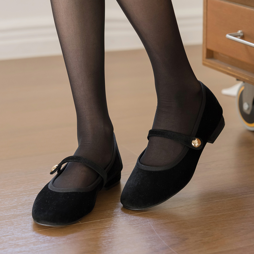 浪漫 丝绒 玛莉·珍 鞋