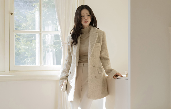 稍厚的 结子花式 修身 棉衣 夹克(+腰带)