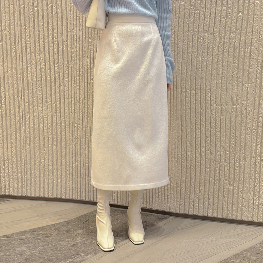 针织衫 织物 拉绒 后腰松紧带 H字型 裙子