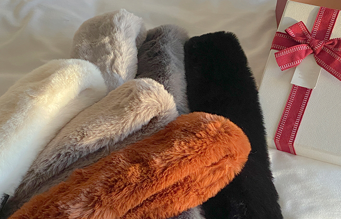 人造毛 小方 迷你 围巾