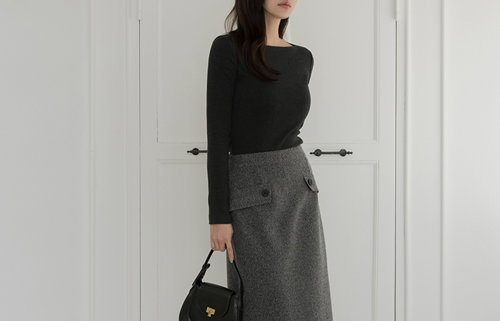 宽松 方领 弹力 T恤衫