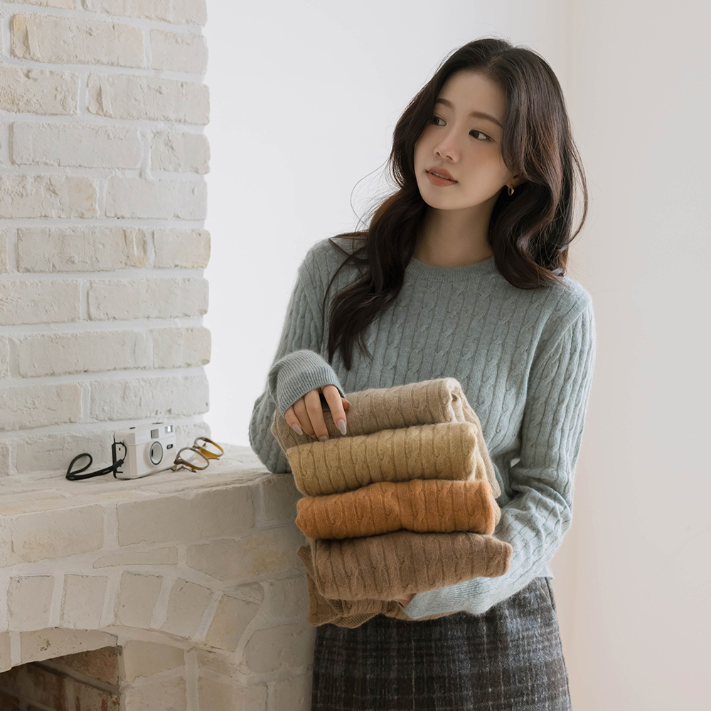 貉子&羊毛 颜色 麻花 针织衫