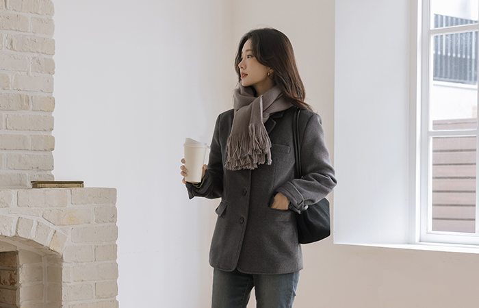 Maison 修身 羊毛 羊毛 棉衣 夹克