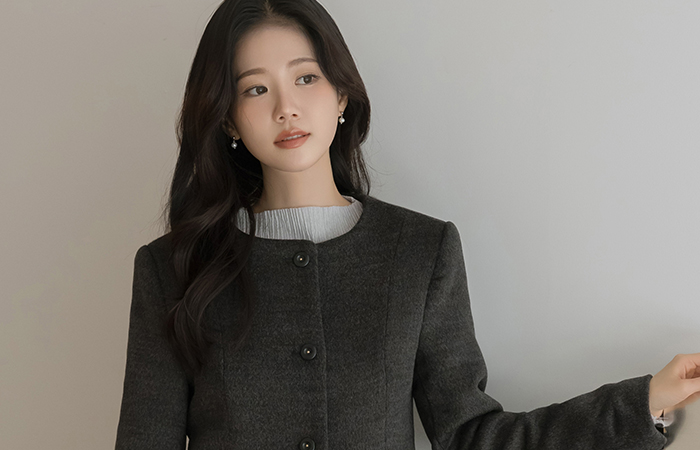 摩登 圆领 羊毛 棉衣 线条 夹克