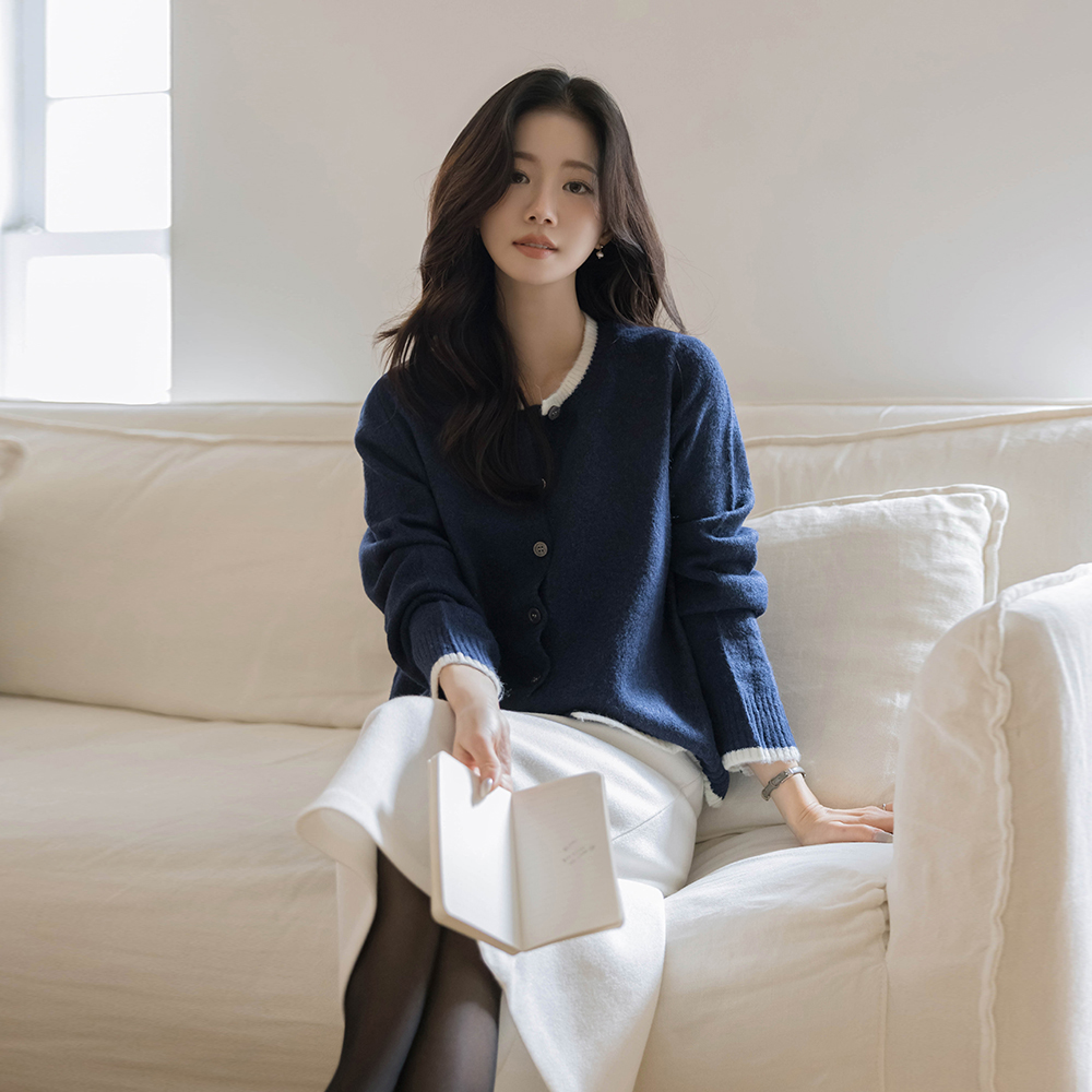 羊毛 针织衫 背心&配色 开衫 SET