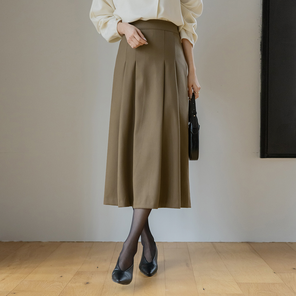 稍厚的 后侧松紧带 褶边 裙子