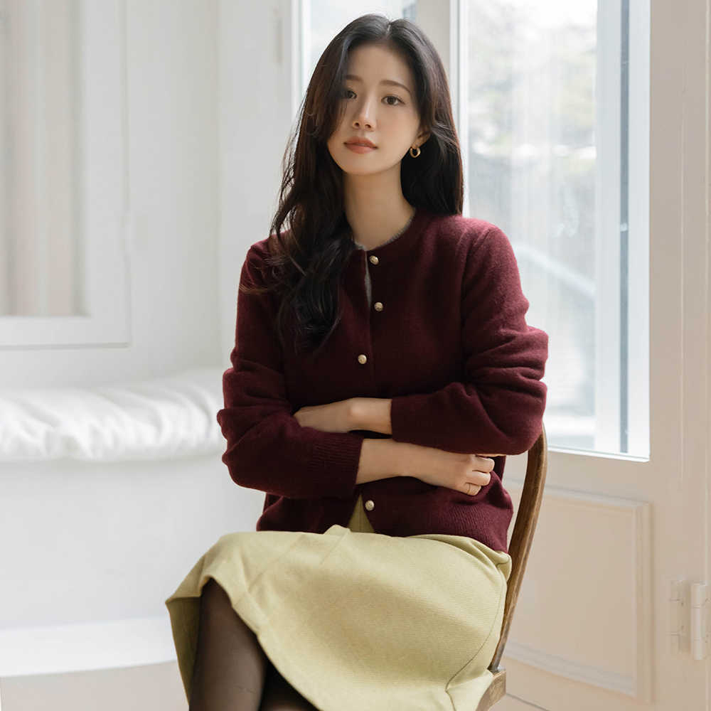 圆领 Silver 扣子 针织衫 开衫