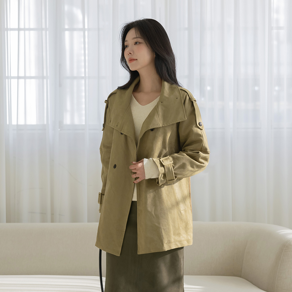 毛皮草 内衬 翻毛皮 风衣 夹克(+腰带)