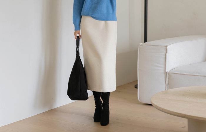 Teddy 后侧松紧带 H字型 裙子