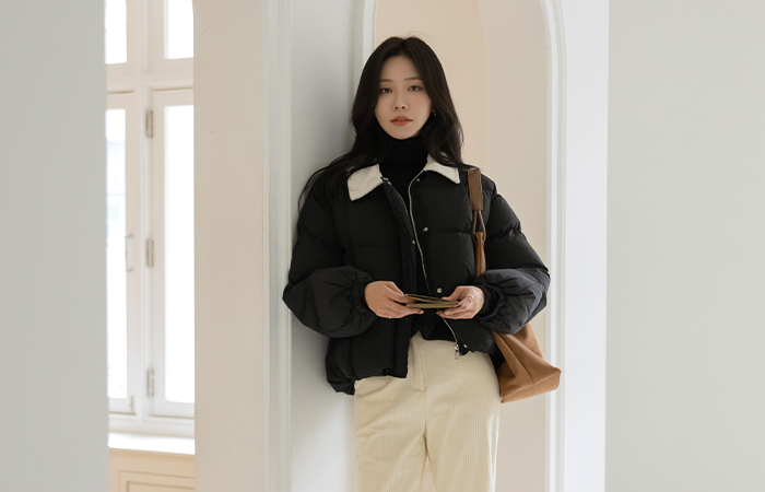 领子 灯芯绒 配色 6唡 羽绒棉 短 羽绒服