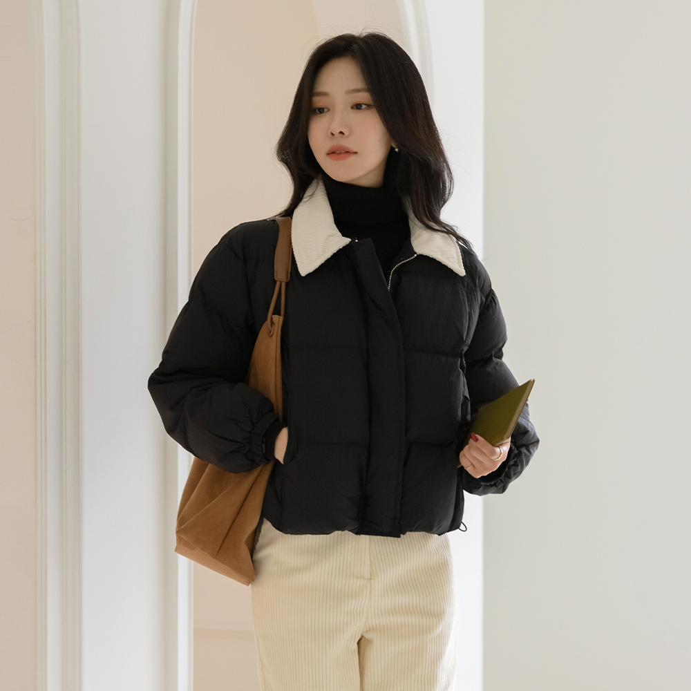 领子 灯芯绒 配色 6唡 羽绒棉 短 羽绒服