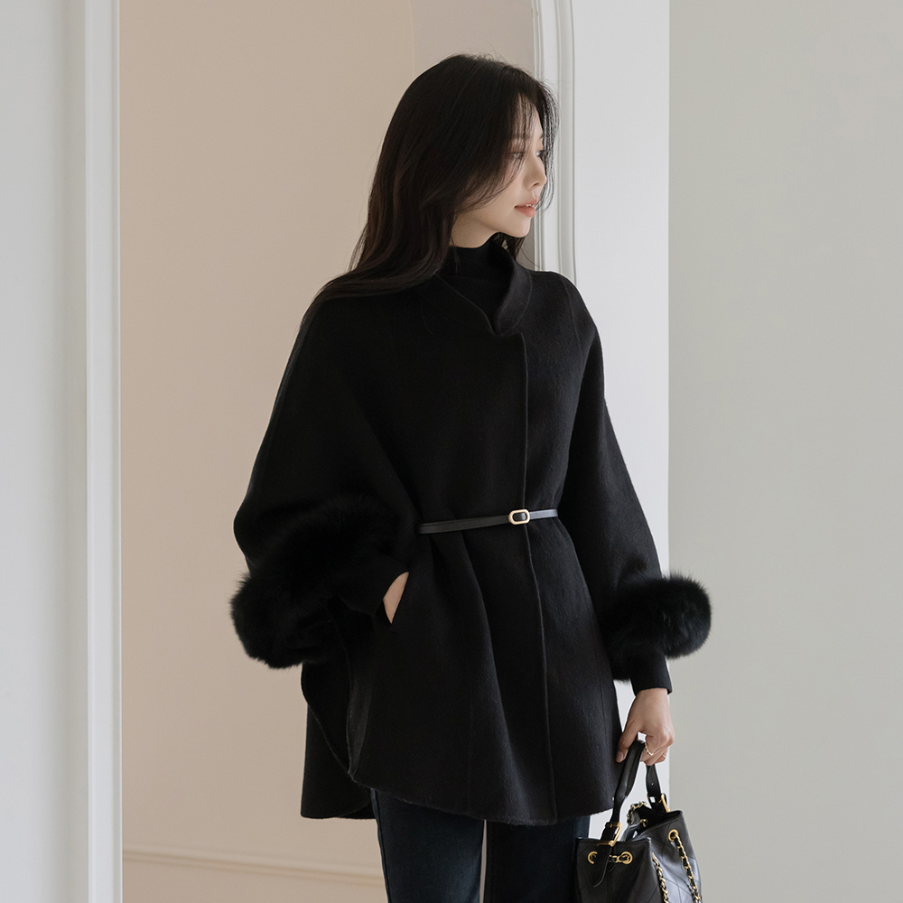 真 狐狸毛 手工 羊毛 披肩(+腰带,围巾)