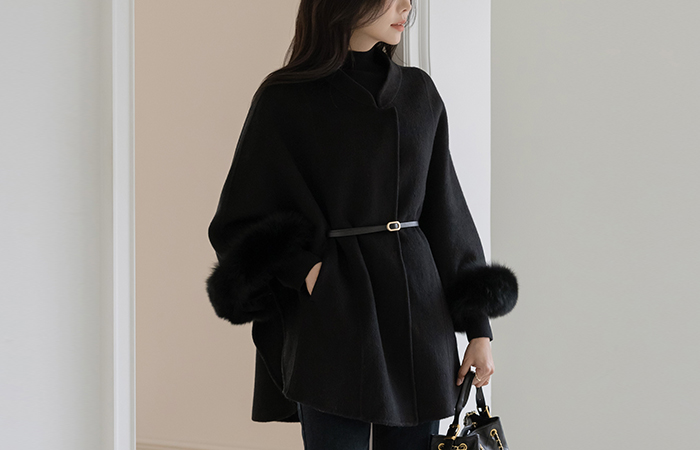 真 狐狸毛 手工 羊毛 披肩(+腰带,围巾)