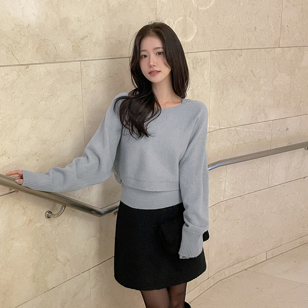 嘴唇领 蝙蝠 针织衫&背心 SET