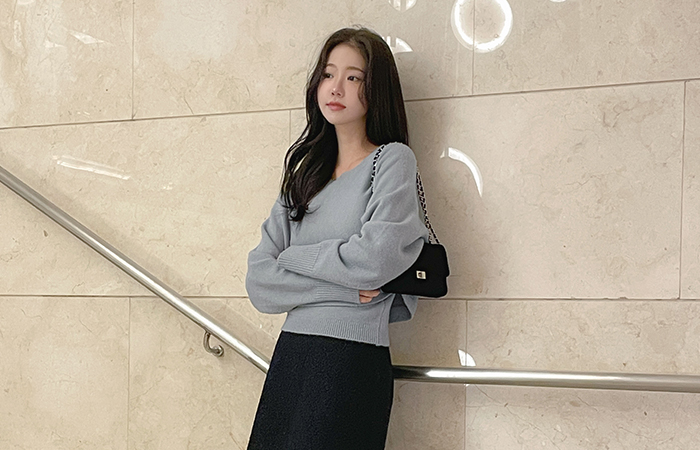 嘴唇领 蝙蝠 针织衫&背心 SET