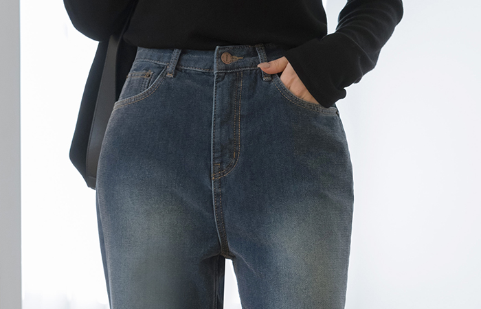 丝绒 水洗 宽绰 拉绒 牛仔色 裤子