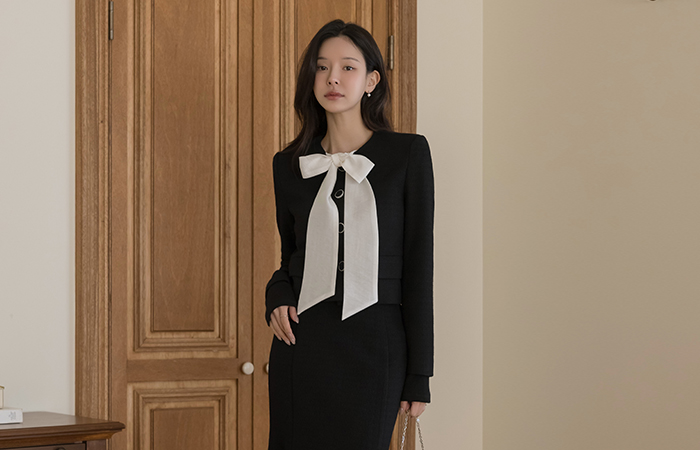 茑萝 珍珠 粗呢 Set-up 夹克(+领带)