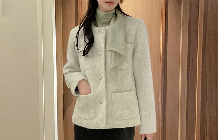 圆领 双口袋 ODE 棉衣 羊毛 夹克