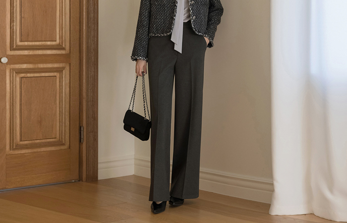 人字呢 宽绰 羊毛 宽松长裤