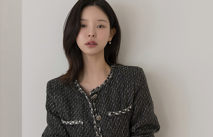 圆领 扭 配色 粗呢 夹克