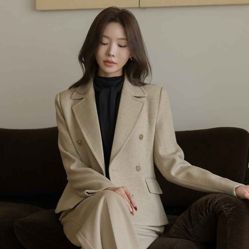 古典 修身 翻领 羊毛 夹克