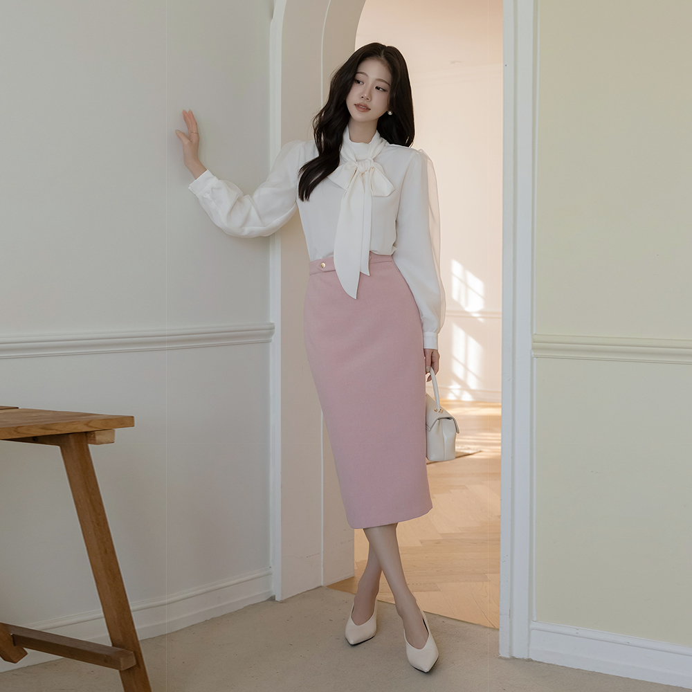 带扣 点缀 H字型 拉绒 裙子