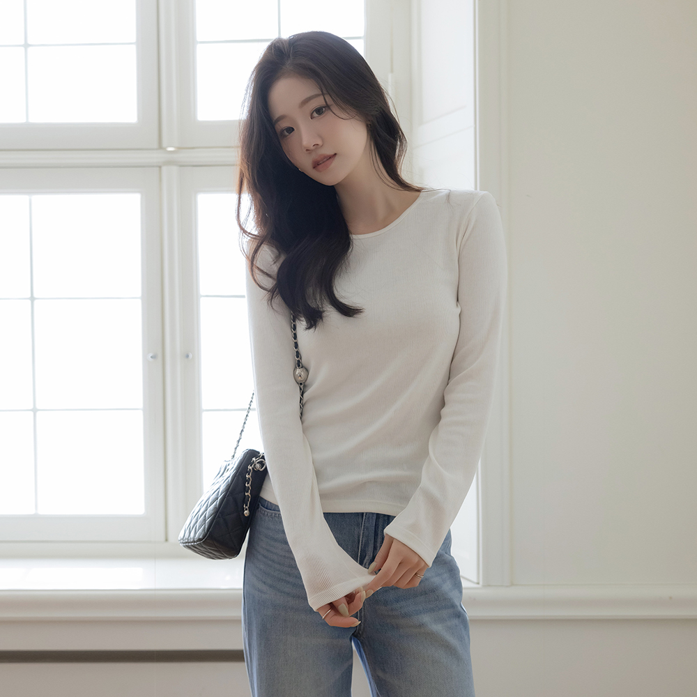 日常 圆领 基本 弹力 T恤衫