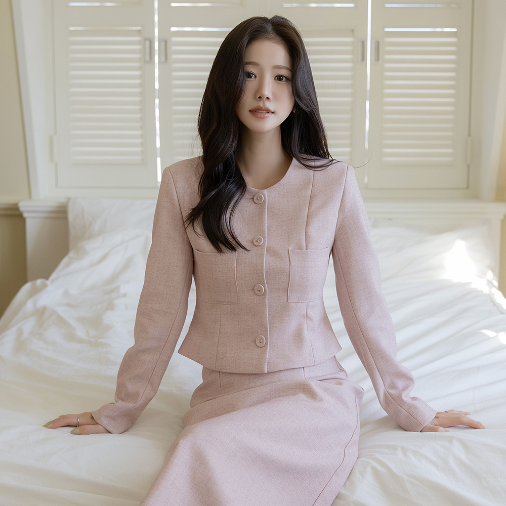 玫瑰色 修身 休闲风格 7分裤 Set-up 夹克