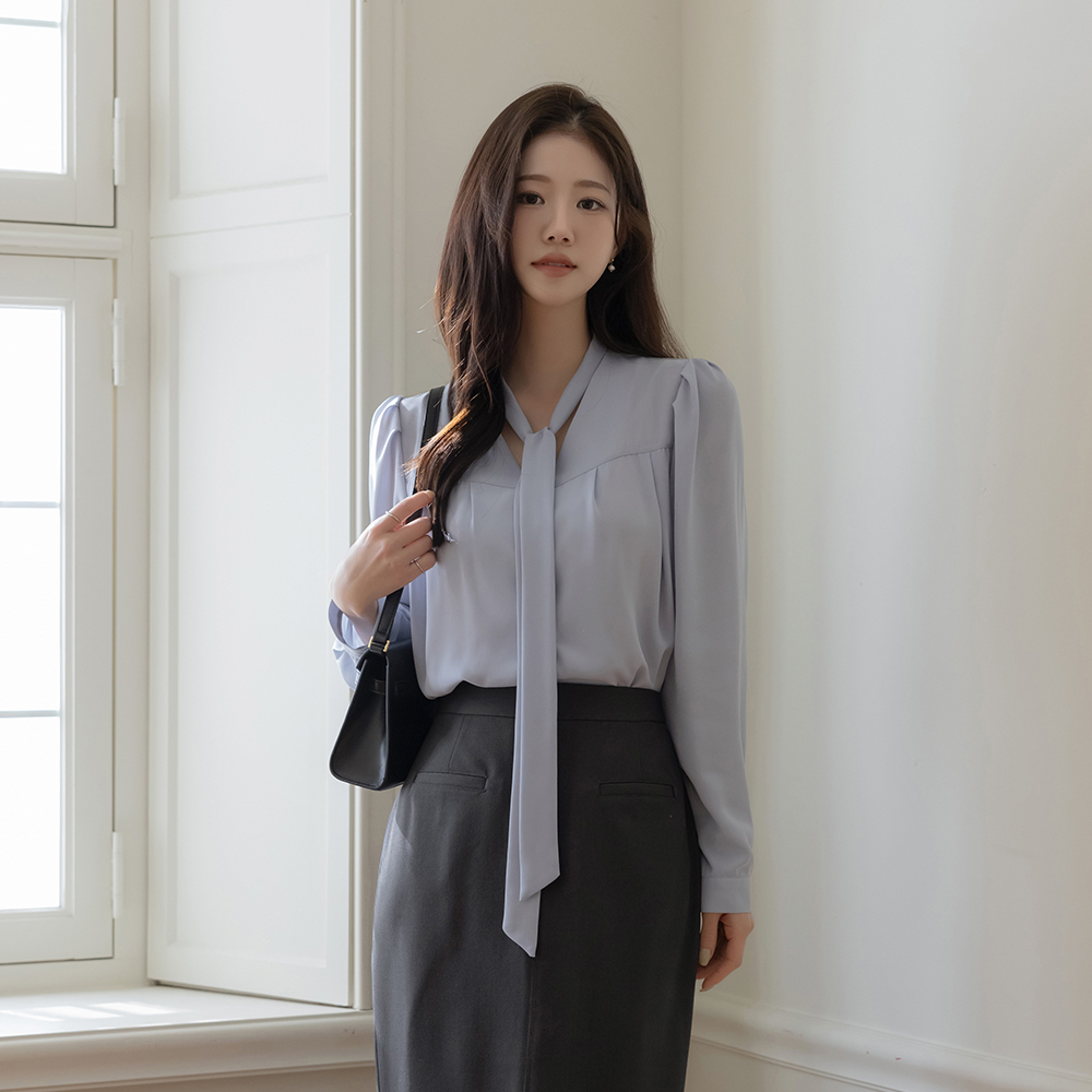 Olivia v 领带 罩衫