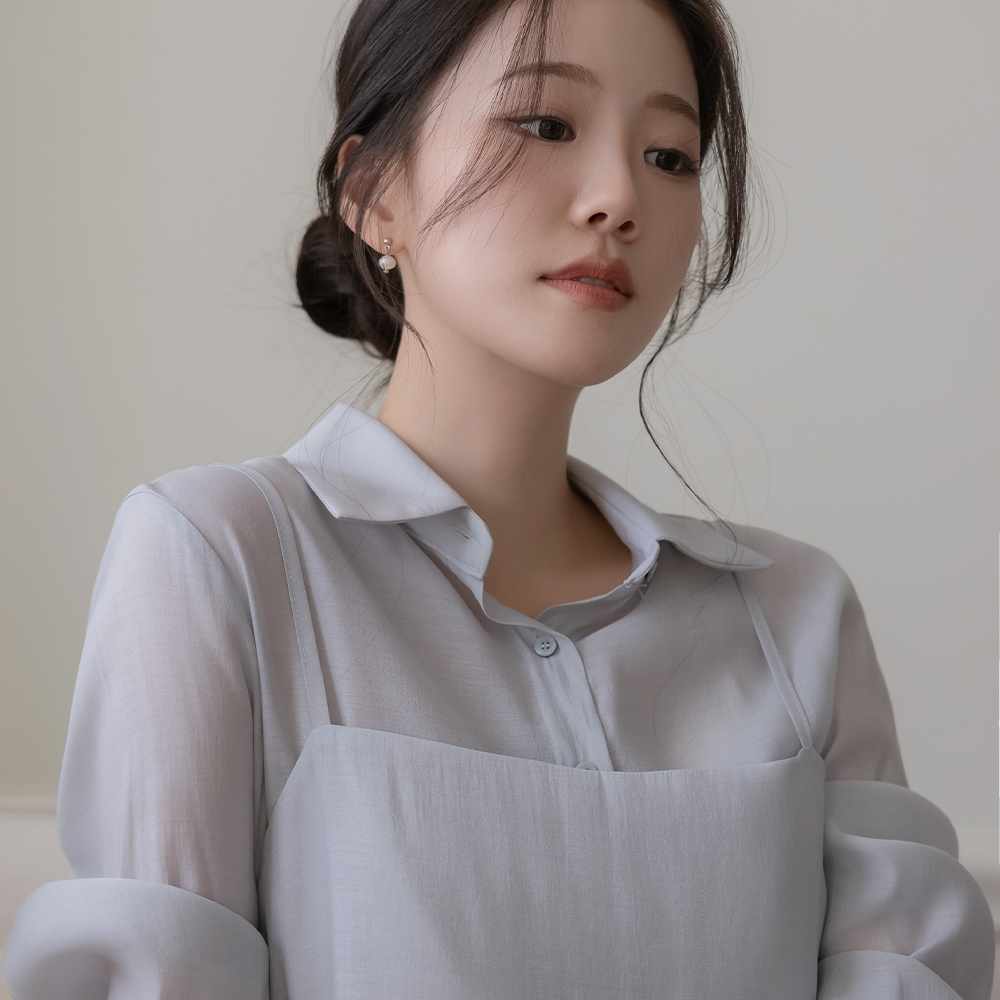 翻领 罩衫&吊带 SET